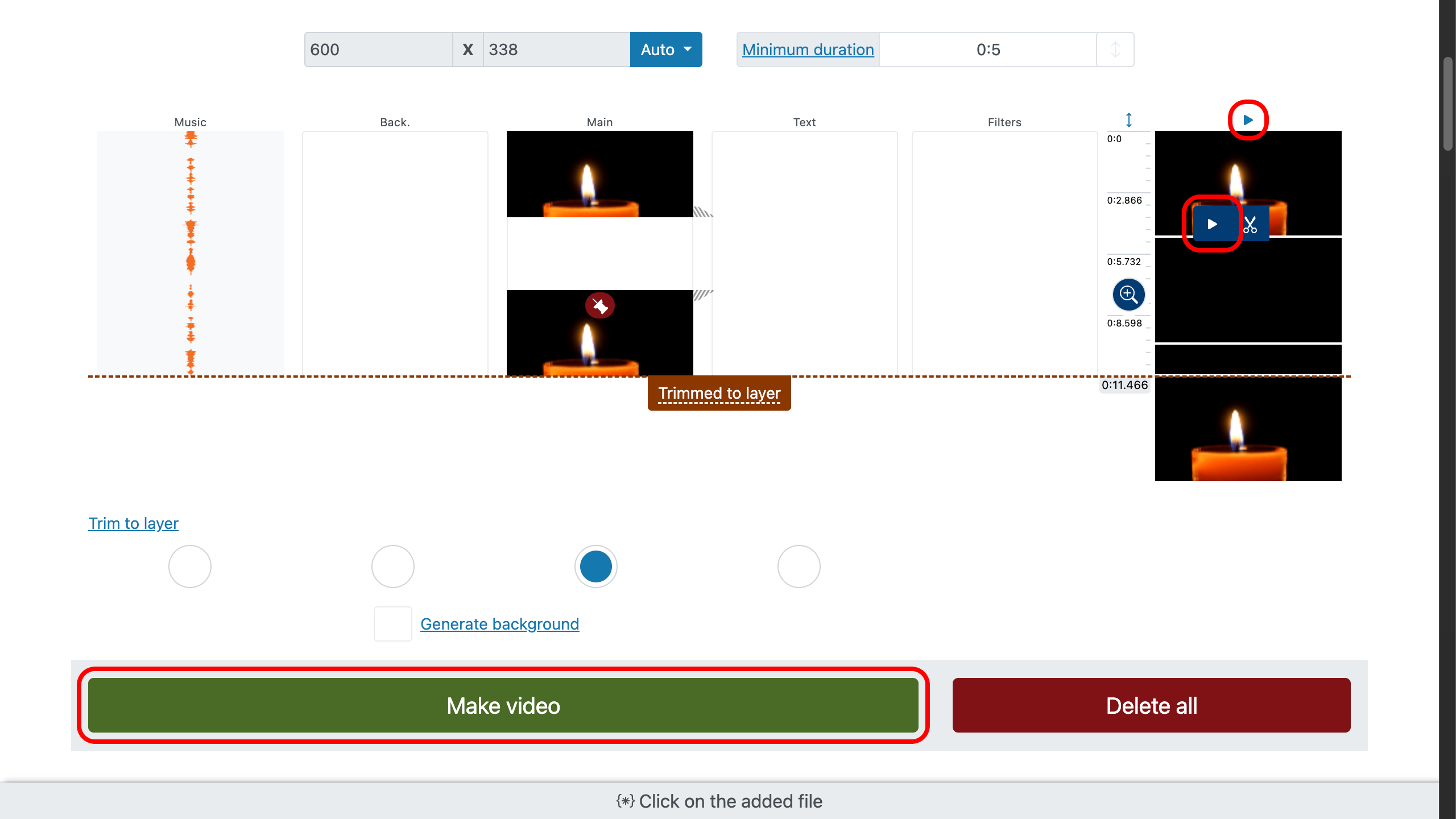 Ajouter de la musique à un GIF — prévisualiser et produire la vidéo