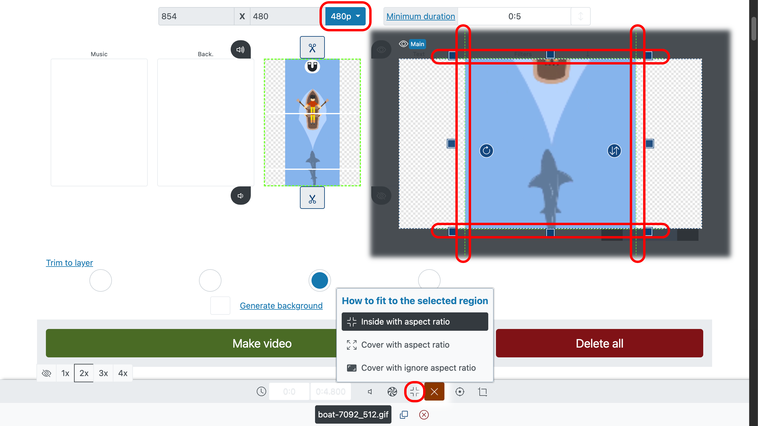 Convertir un gif en vidéo - Ajuster le canevas et l’orientation