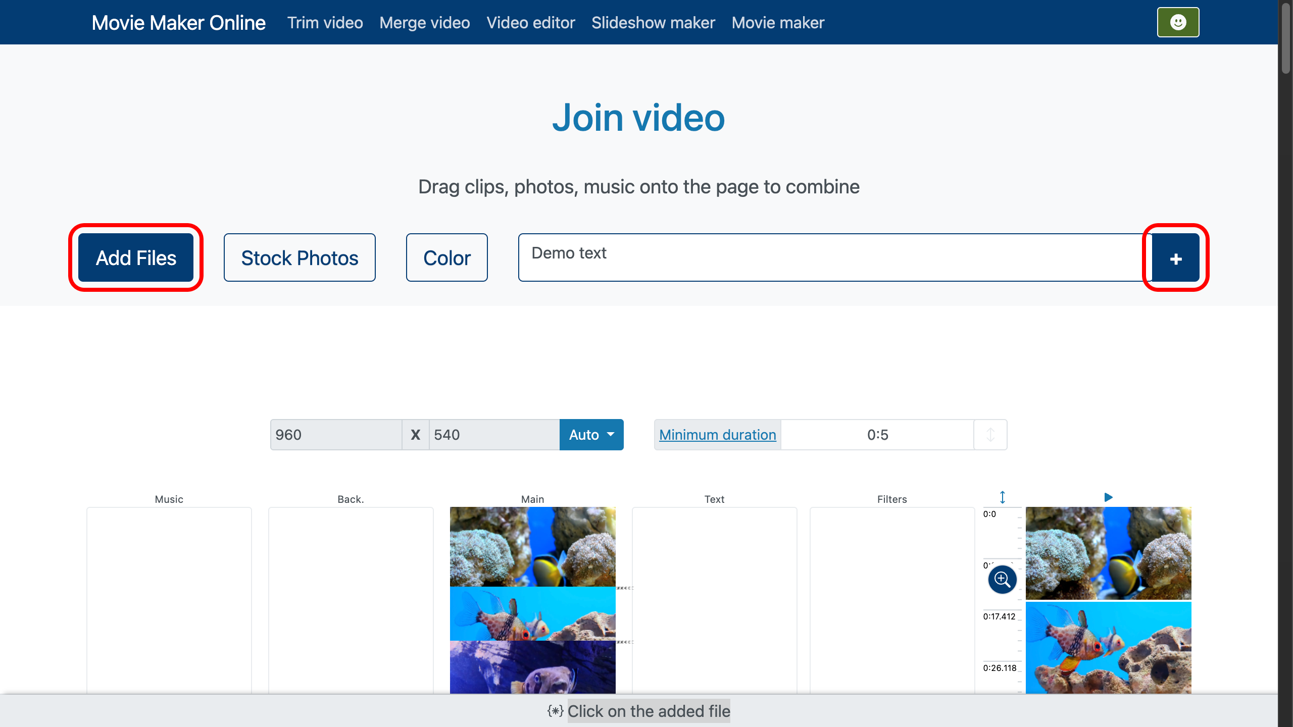 Ajouter des fichiers pour combiner une vidéo