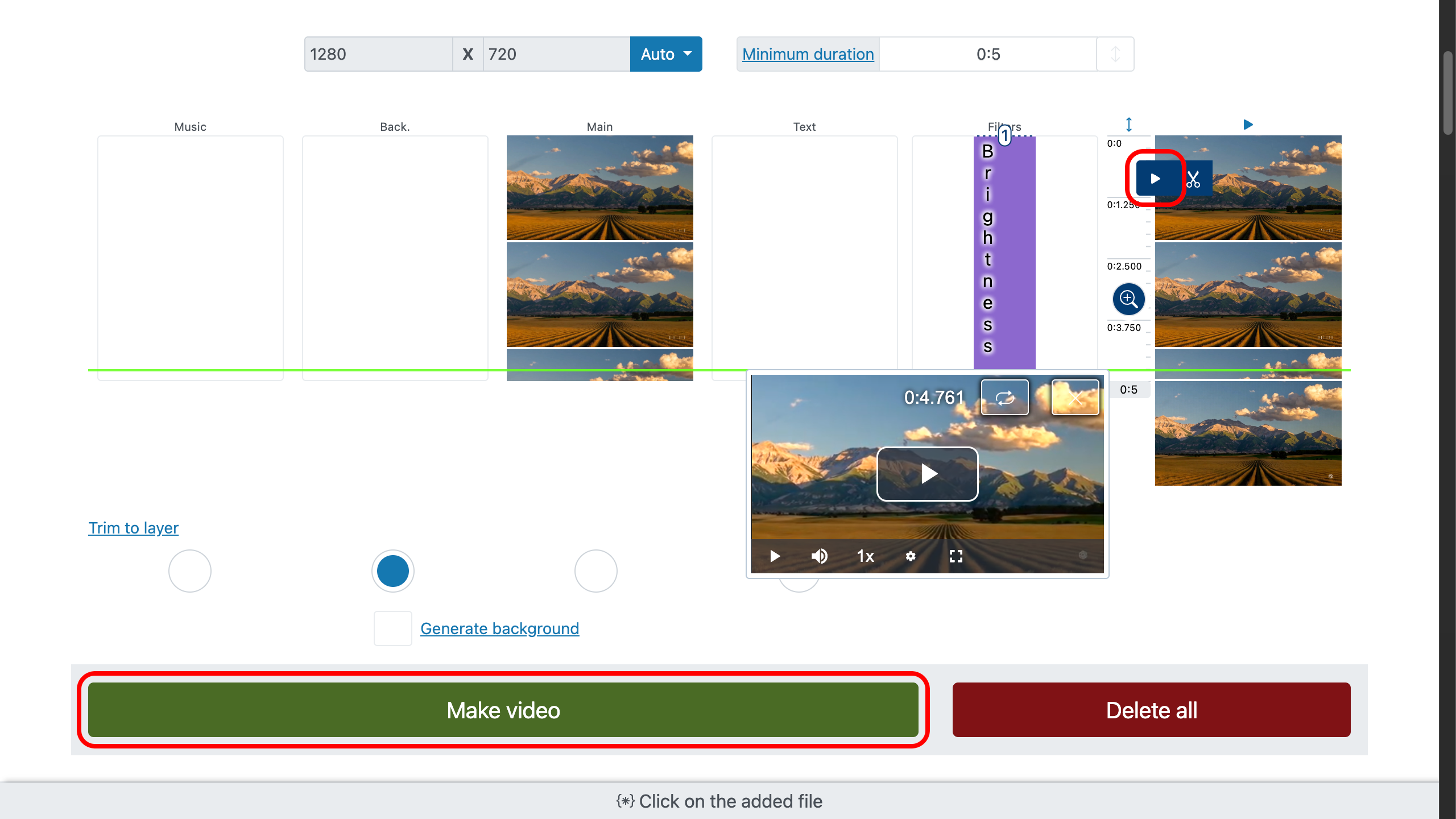 Video cropper: preview and make